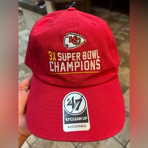 47 Brand Clean Up Kansas City Chiefs 3X Super Bowl Champions Adjustable Hat Cap - Picture 3 of 4